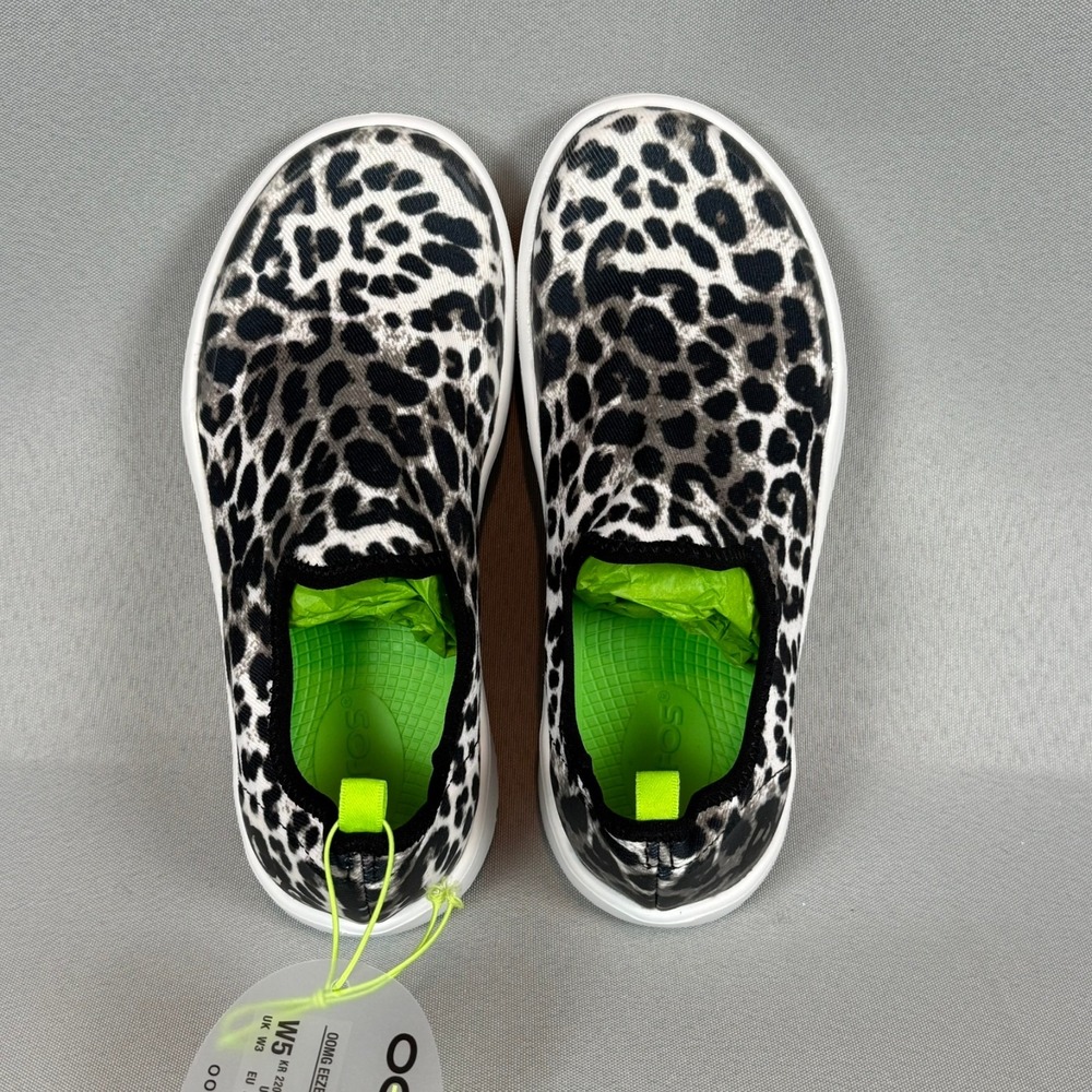 Oofos OOmg Eezee Recovery Sneakers Womens 5 Cheetah Slip-On Light Shoes New NIB - Picture 7 of 8